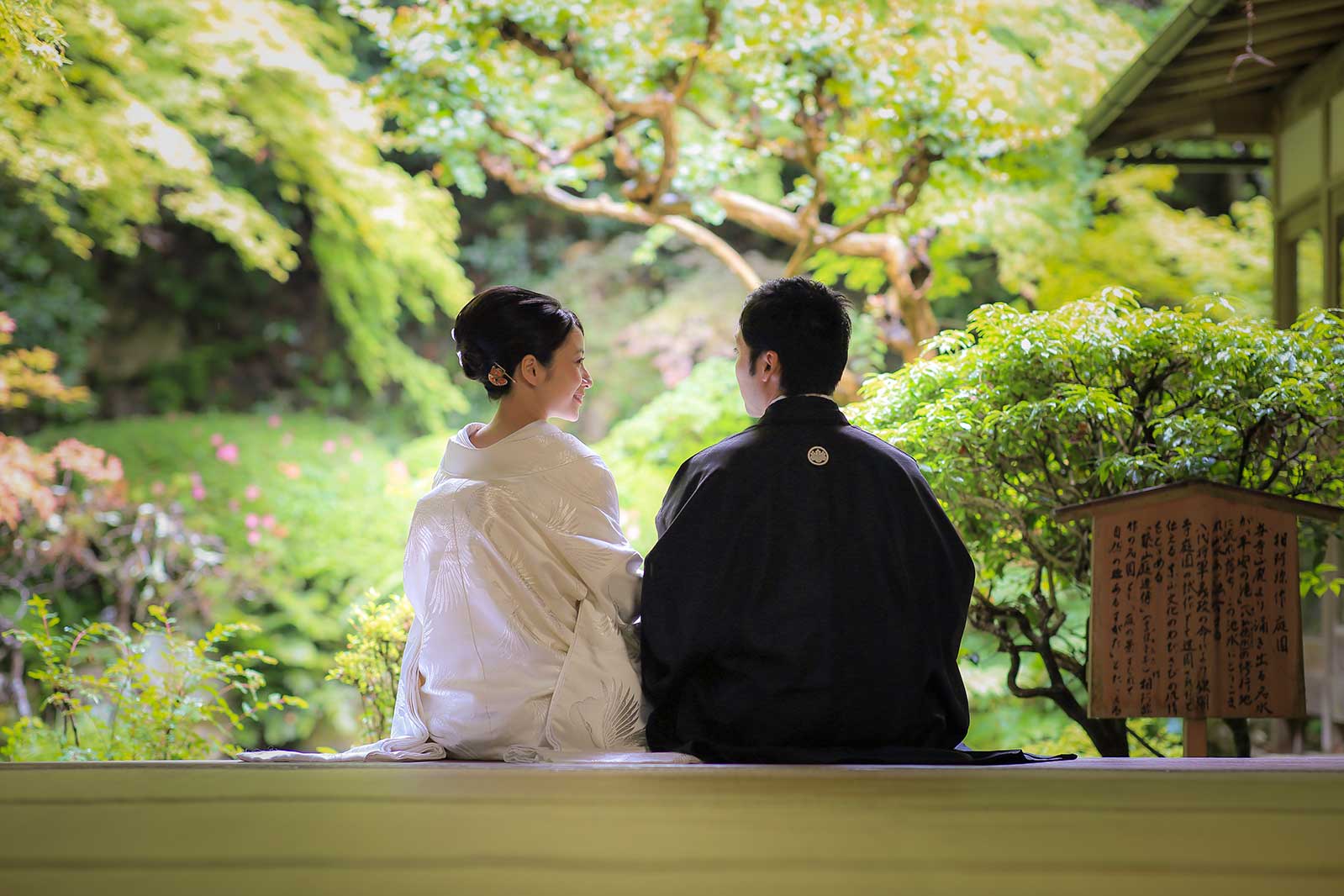 長楽寺での結婚写真撮影風景