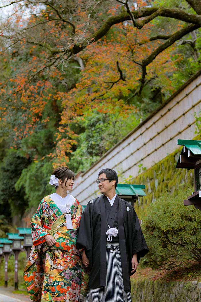京都の紅葉での和装ロケーション前撮り