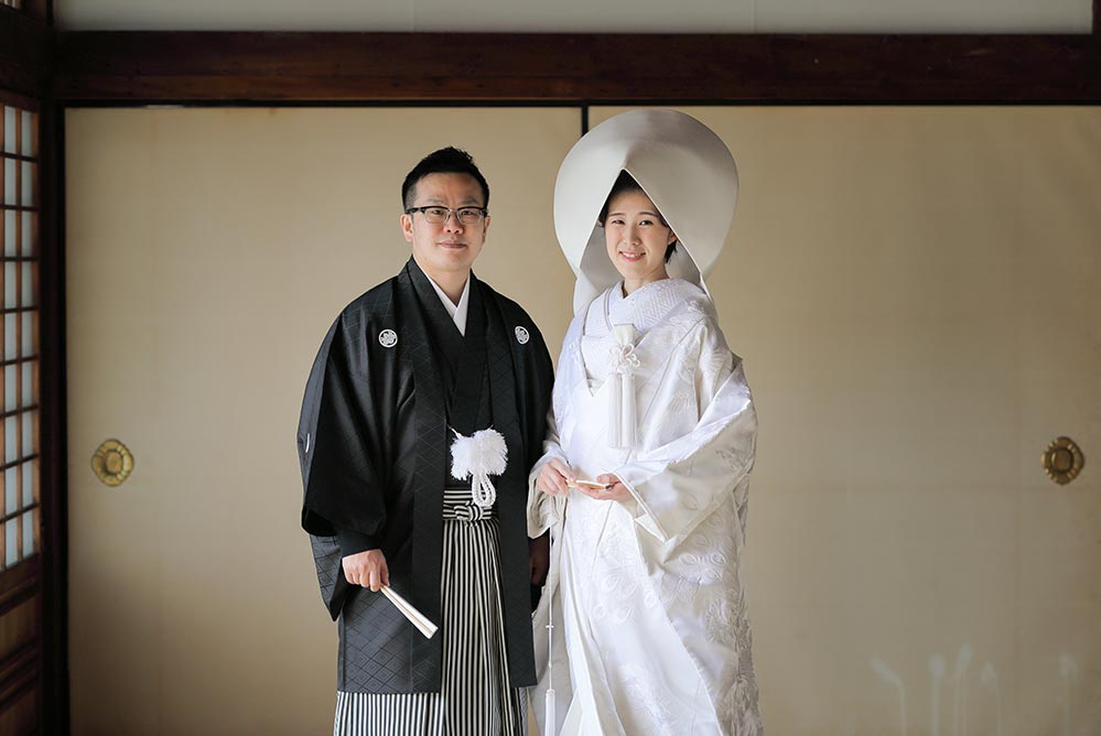 綿帽子姿での京都フォトウェディング 