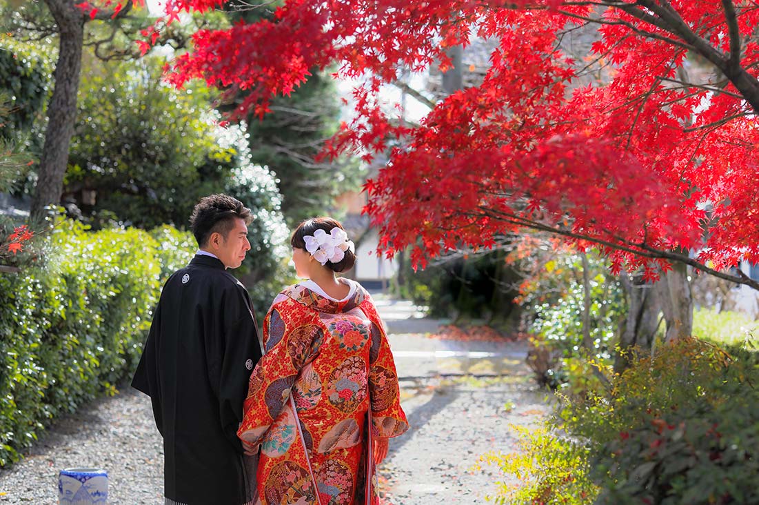 京都の紅葉と和装前撮りお写真