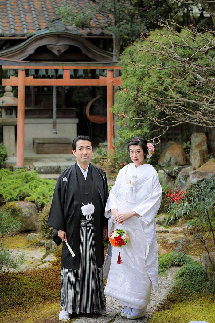 1月の京都和装婚礼写真のカップル様