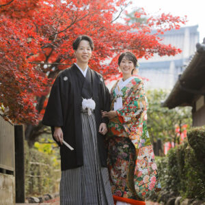 京都戒光寺様参道の紅葉と前撮り