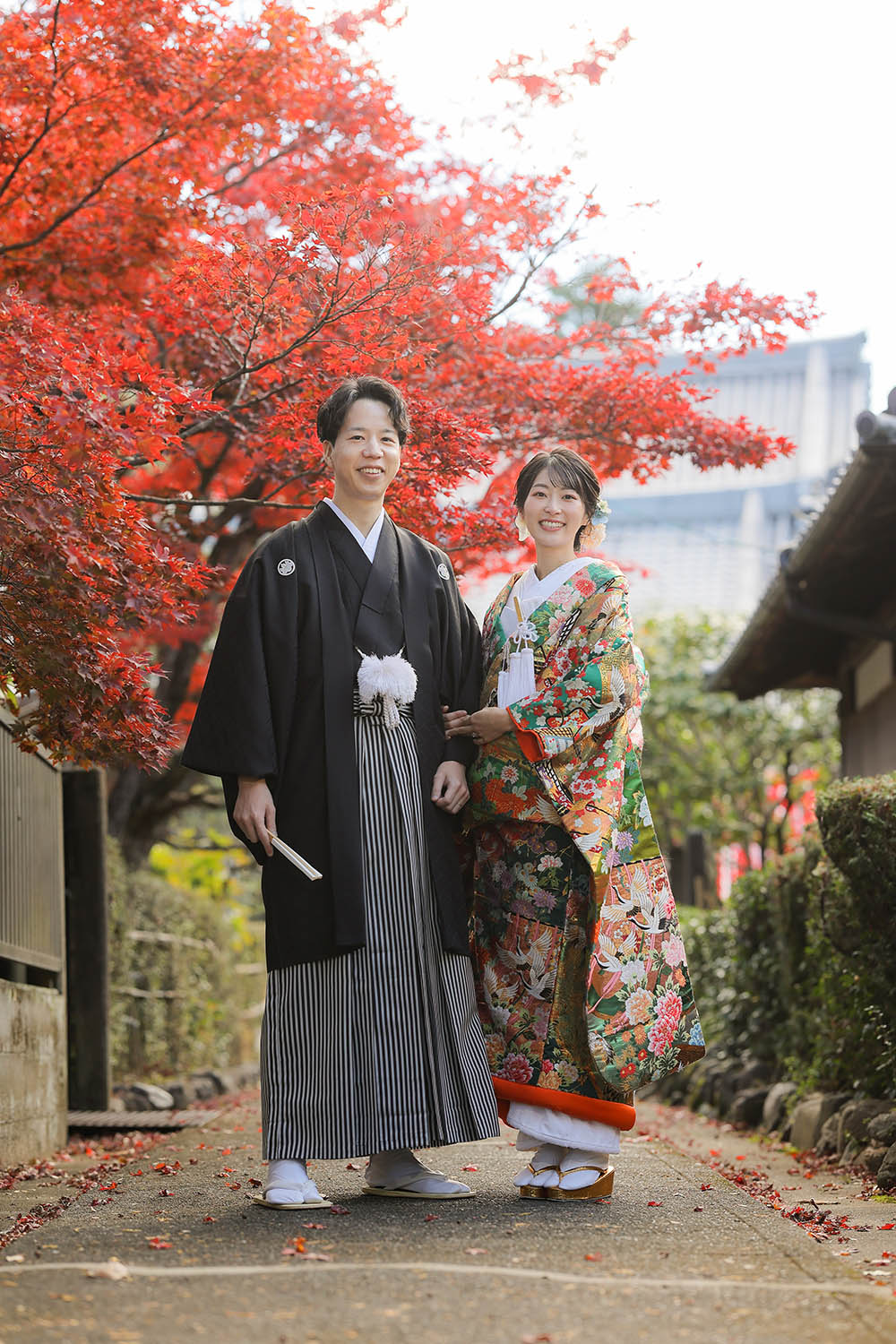 京都戒光寺様参道の紅葉と前撮り