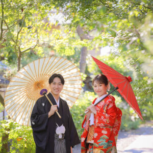 妙蓮寺和傘を使ったお写真イメージ