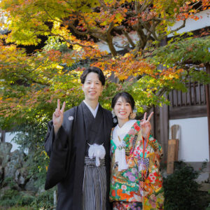戒光寺様貸切のお庭にて紅葉と撮影