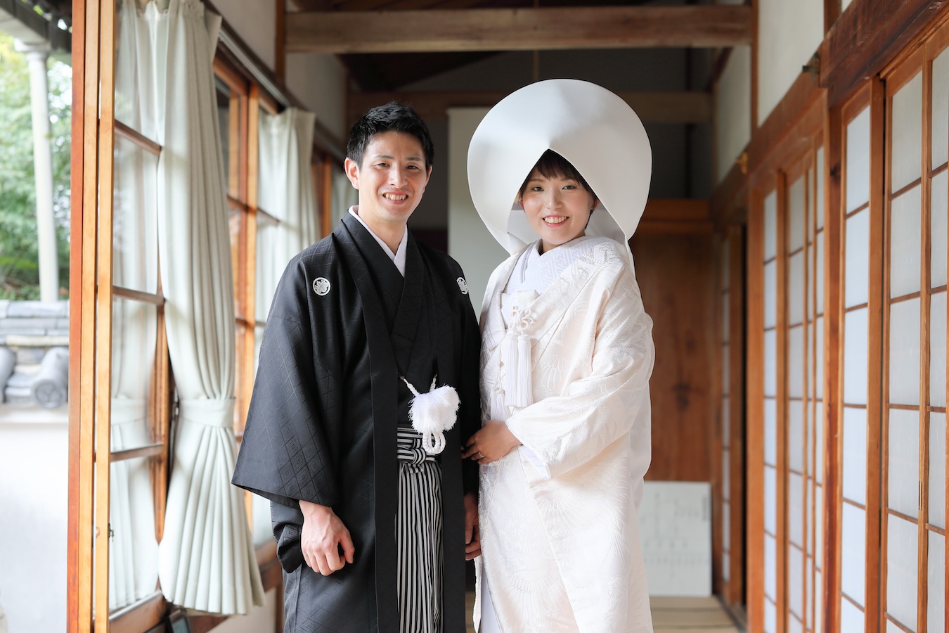 ベリーショートの花嫁様の白無垢＆綿帽子スタイル