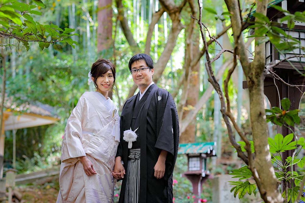 京都長楽寺境内での和装白無垢前撮り写真