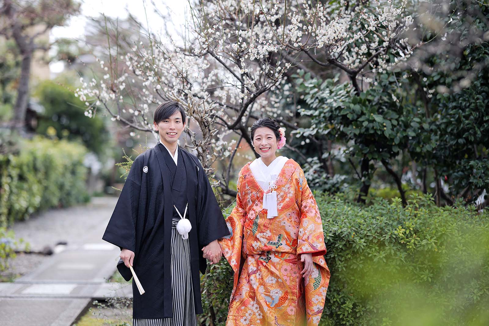 京都の梅と和装前撮り