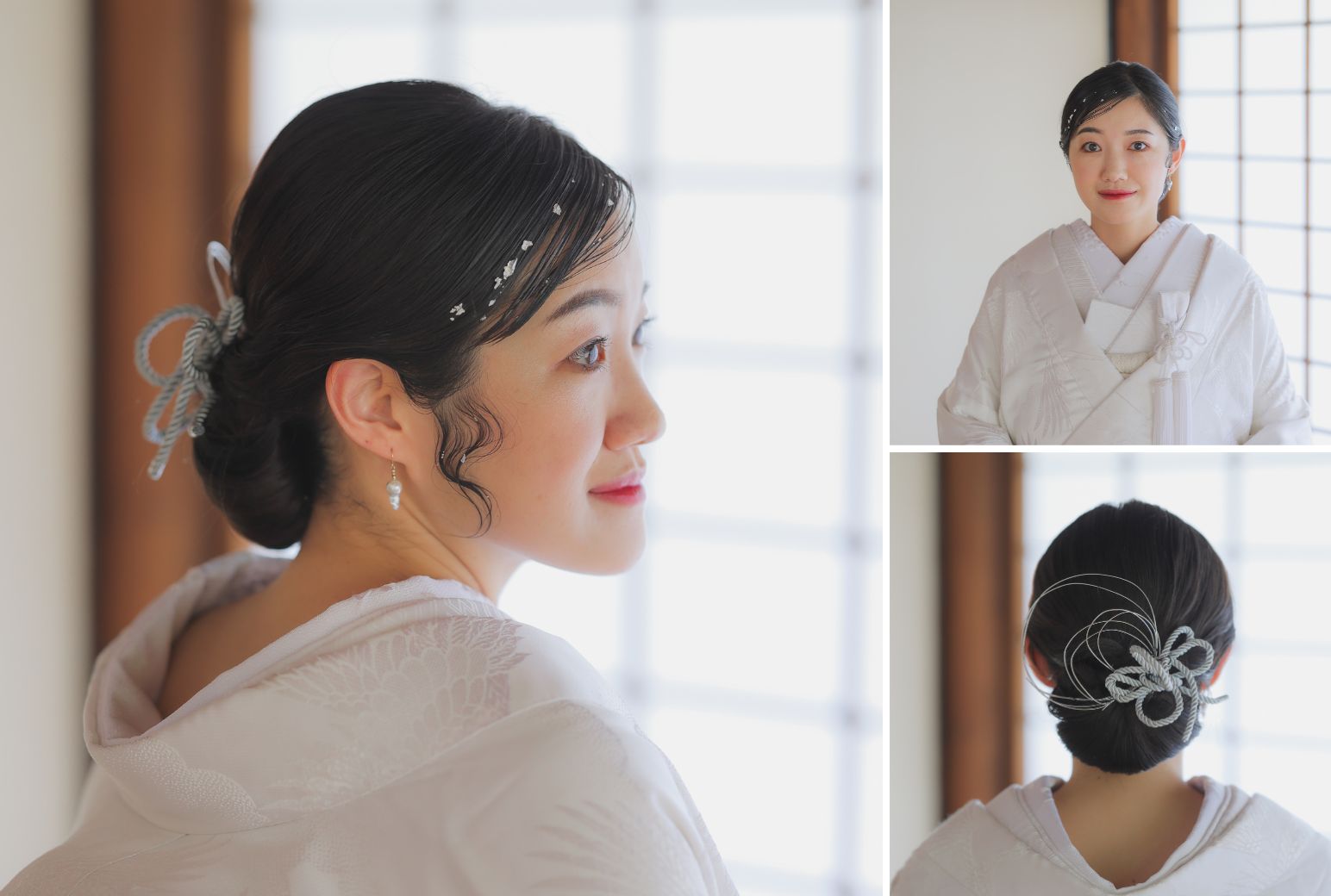 水引を使用したレトロな花嫁様のヘアセット