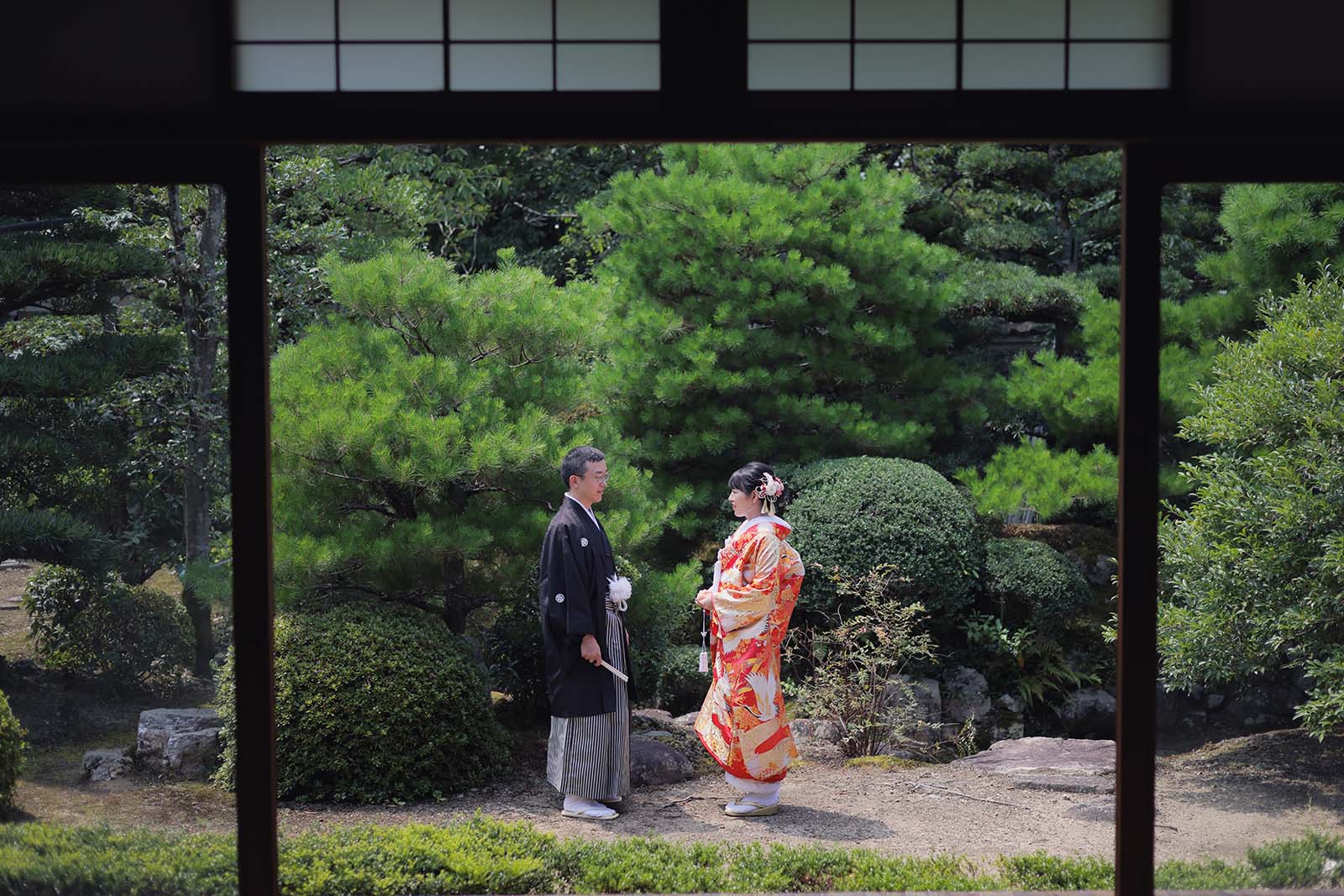 京都壽聖院での前撮り画像庭園