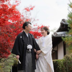 戒光寺様の紅葉と結婚記念写真