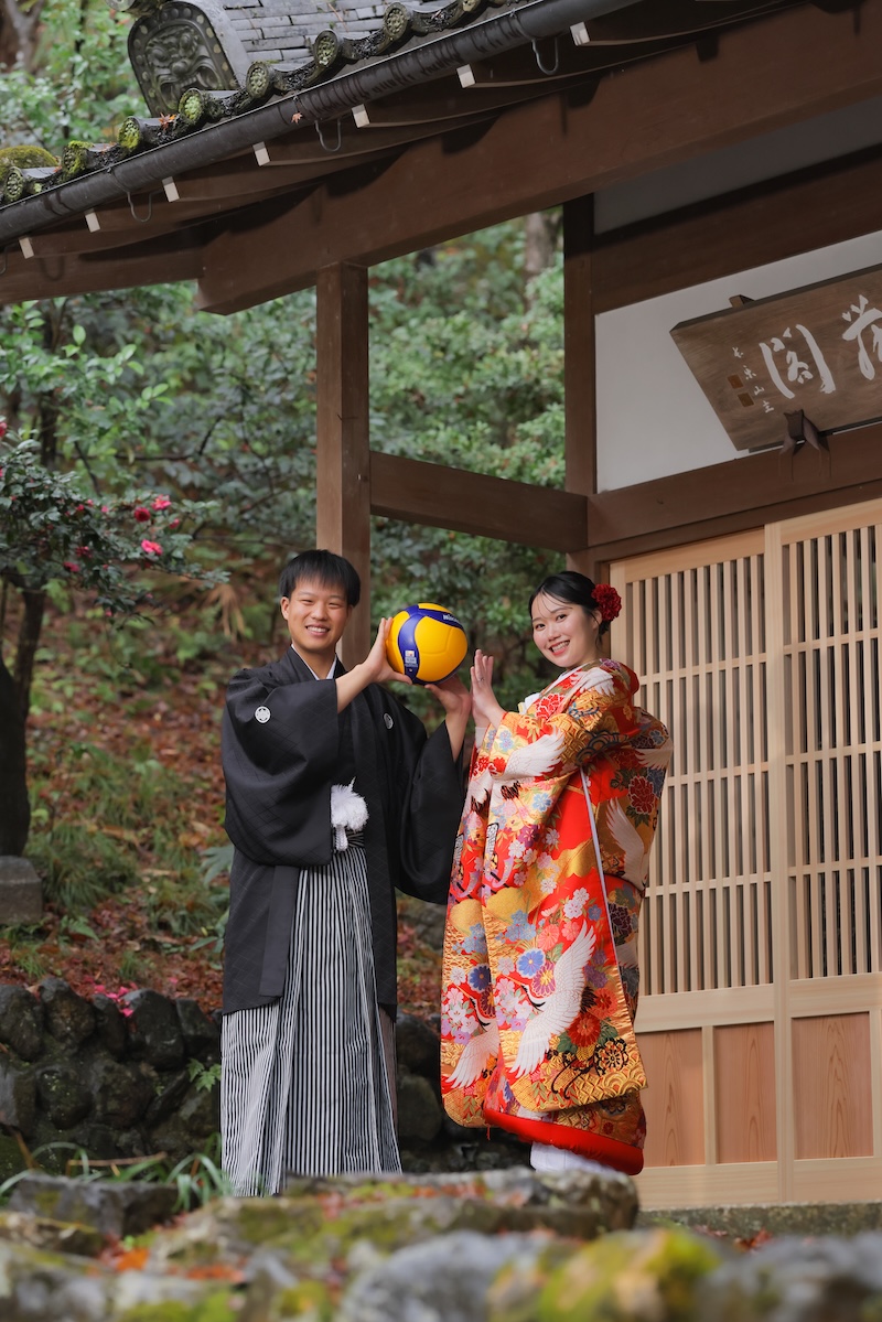 趣味のバレーボールとの和装前撮りお写真