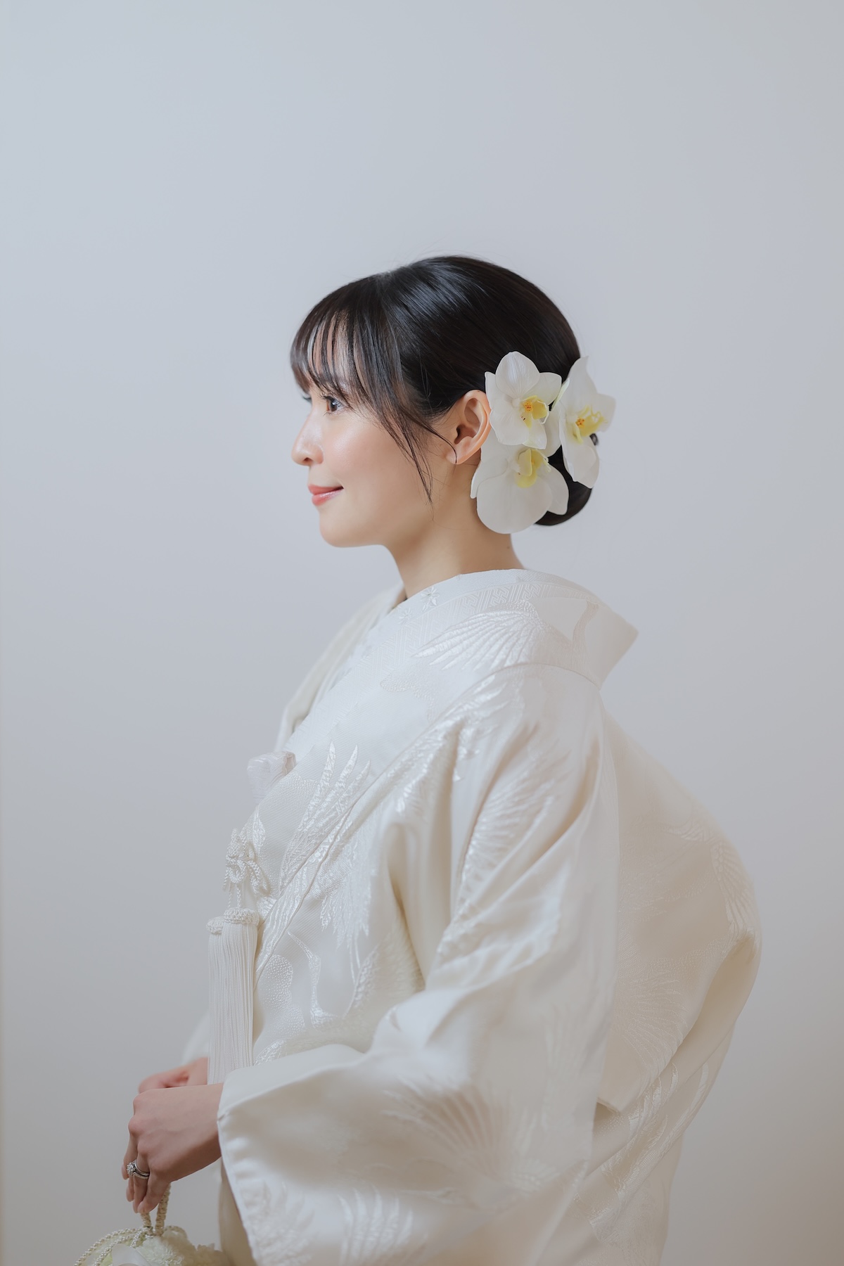スタジオでの花嫁様のヘアメイク画像