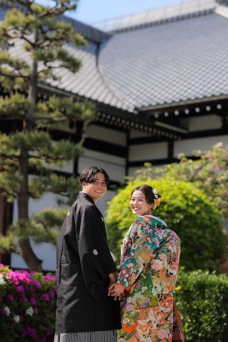 ツツジのお花と京都で和装前撮り2