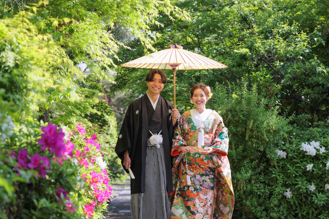 ツツジのお花と京都で和装前撮り