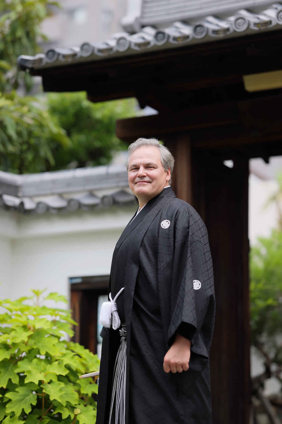 フィンランド人の新郎様の羽織袴姿。