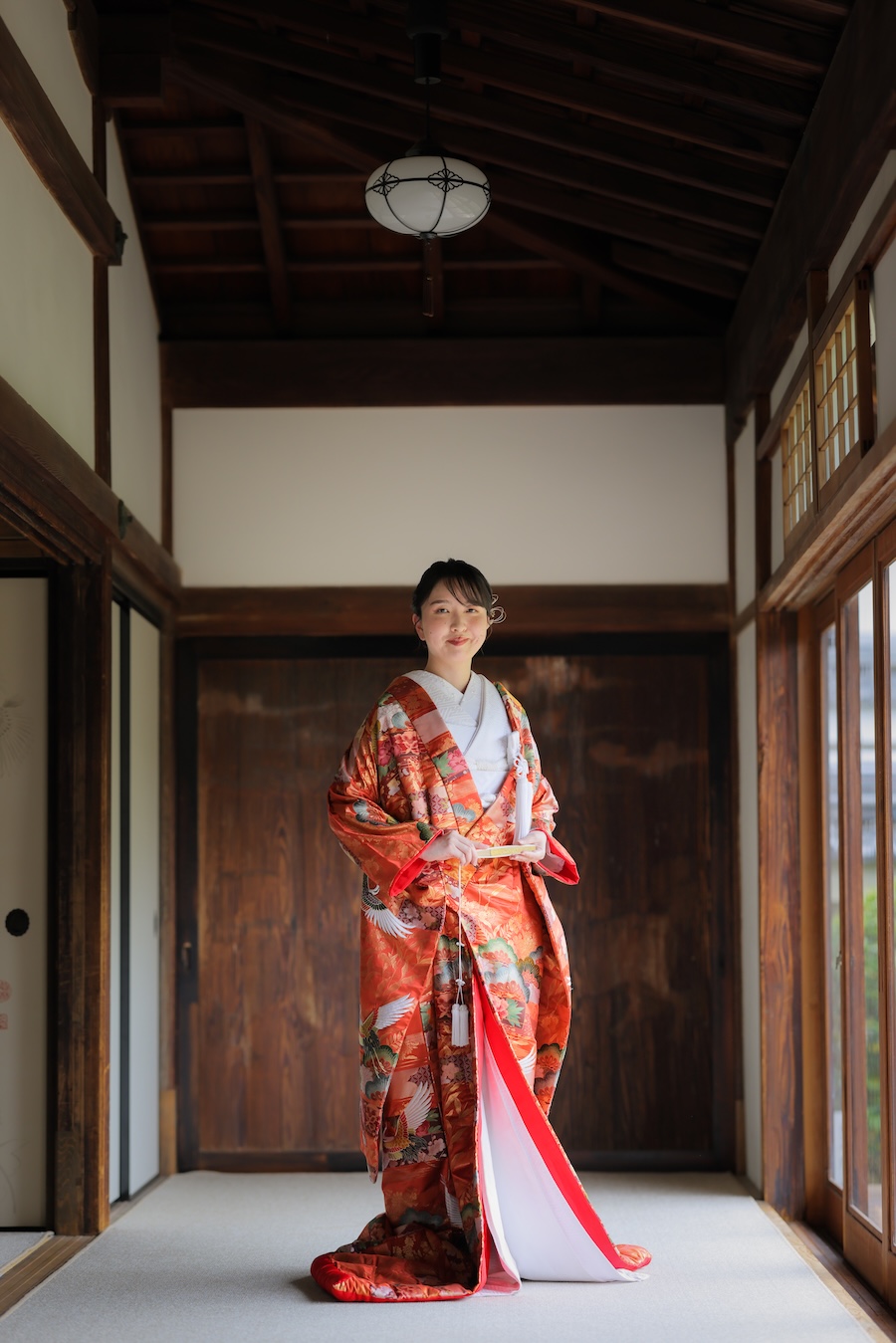 色打掛16.えんじ色−鶴