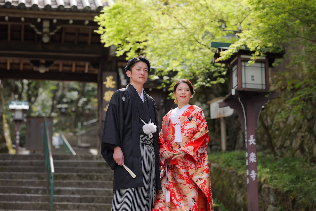 桜の色打掛と京都の新緑で和装前撮り