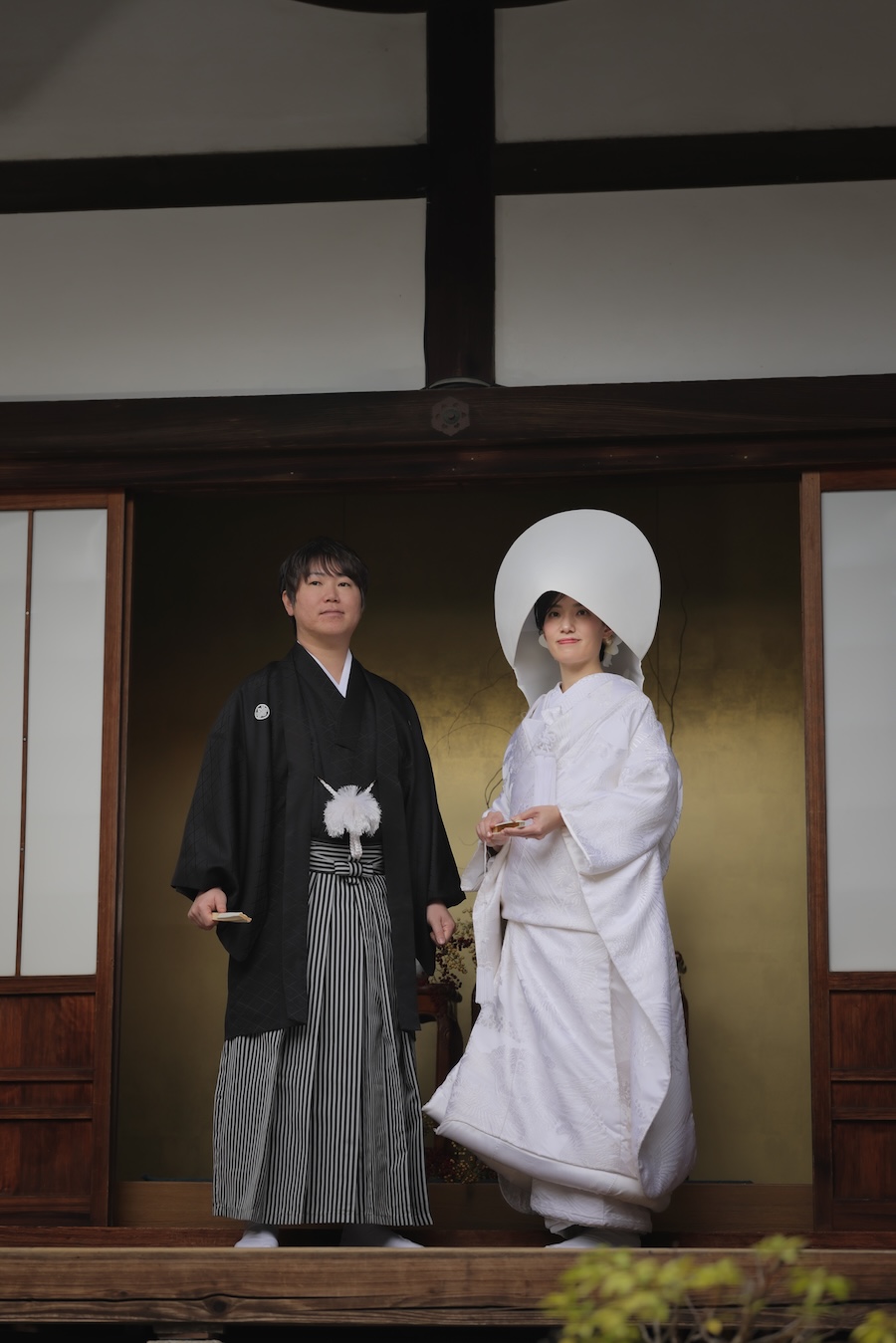 戒光寺での和装白無垢・綿帽子の前撮りフォト