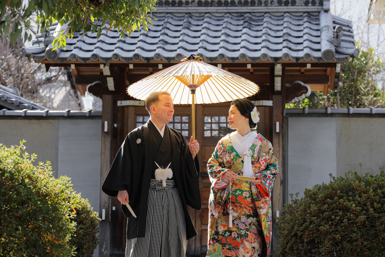日本とアメリカの国際結婚のお客様の和装ウェディングフォト