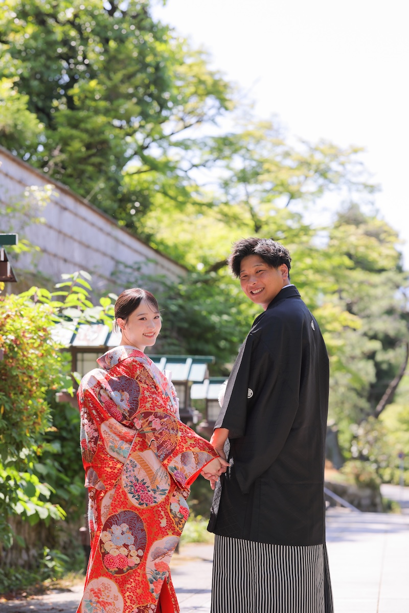 長楽寺参道にて振り返りのお写真を撮影
