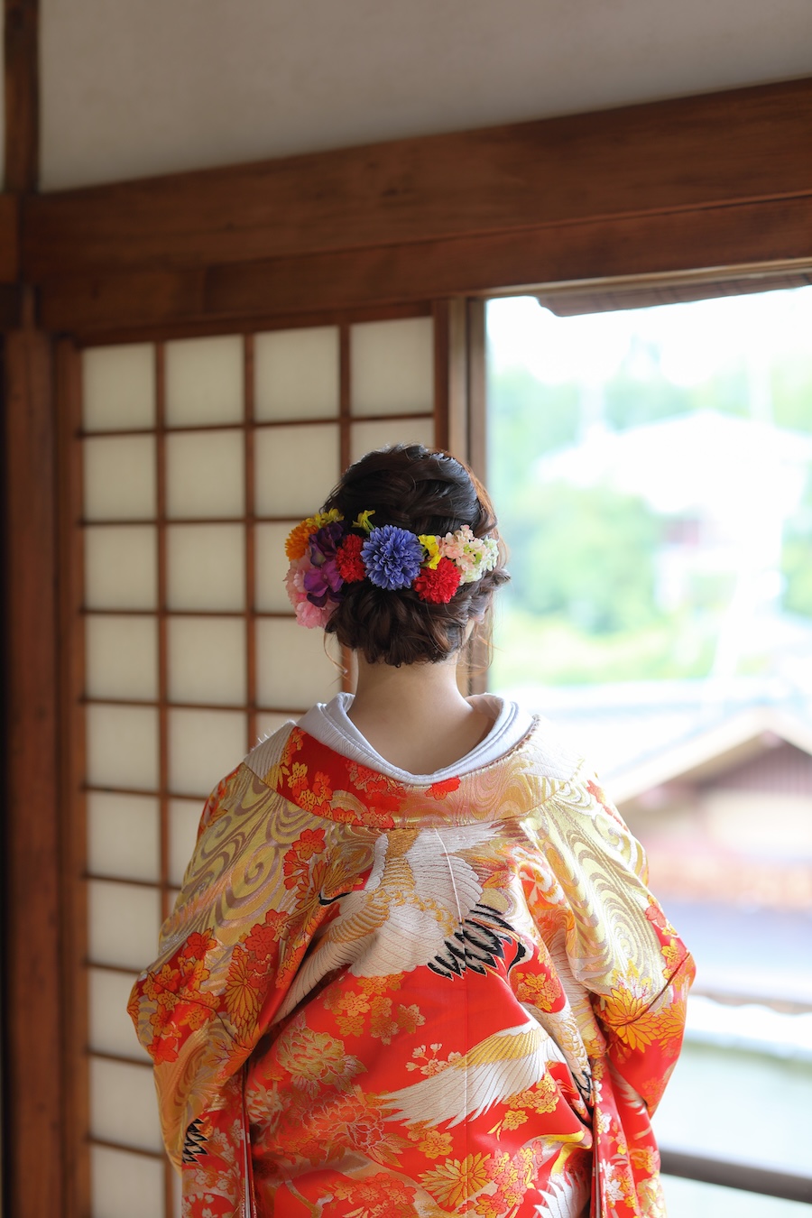 カラフルな髪飾りで和装前撮り