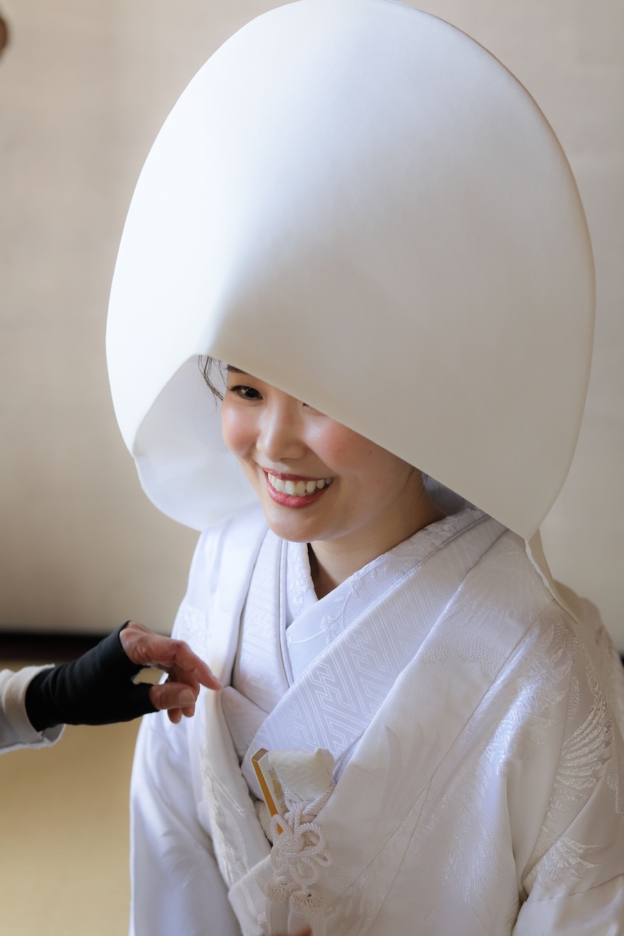 白無垢綿帽子姿で迎えた撮影の締めくくり