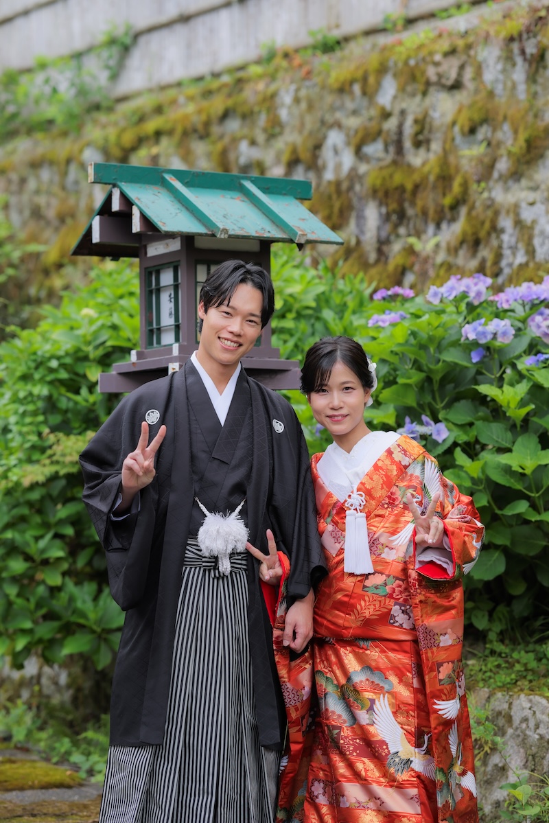結婚10周年記念に紫陽花と和装ウェディングフォト