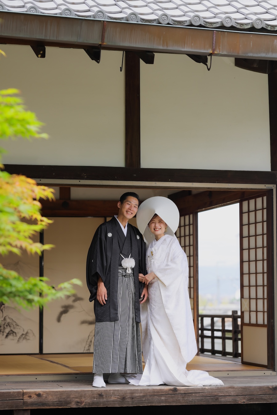 京都のお寺での貸切で白無垢&綿帽子のお写真