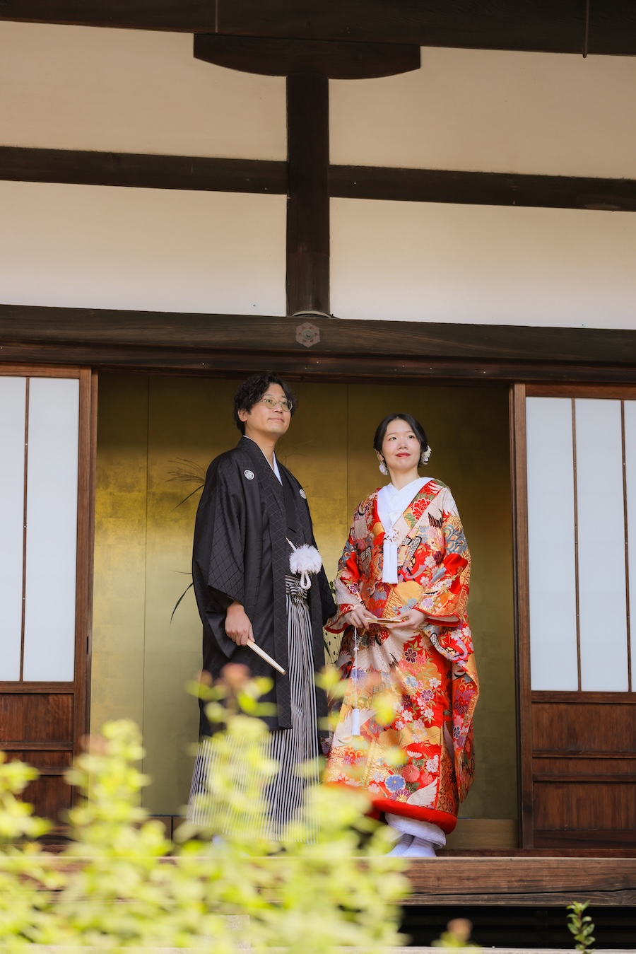 京都の金屏風前での和装フォト