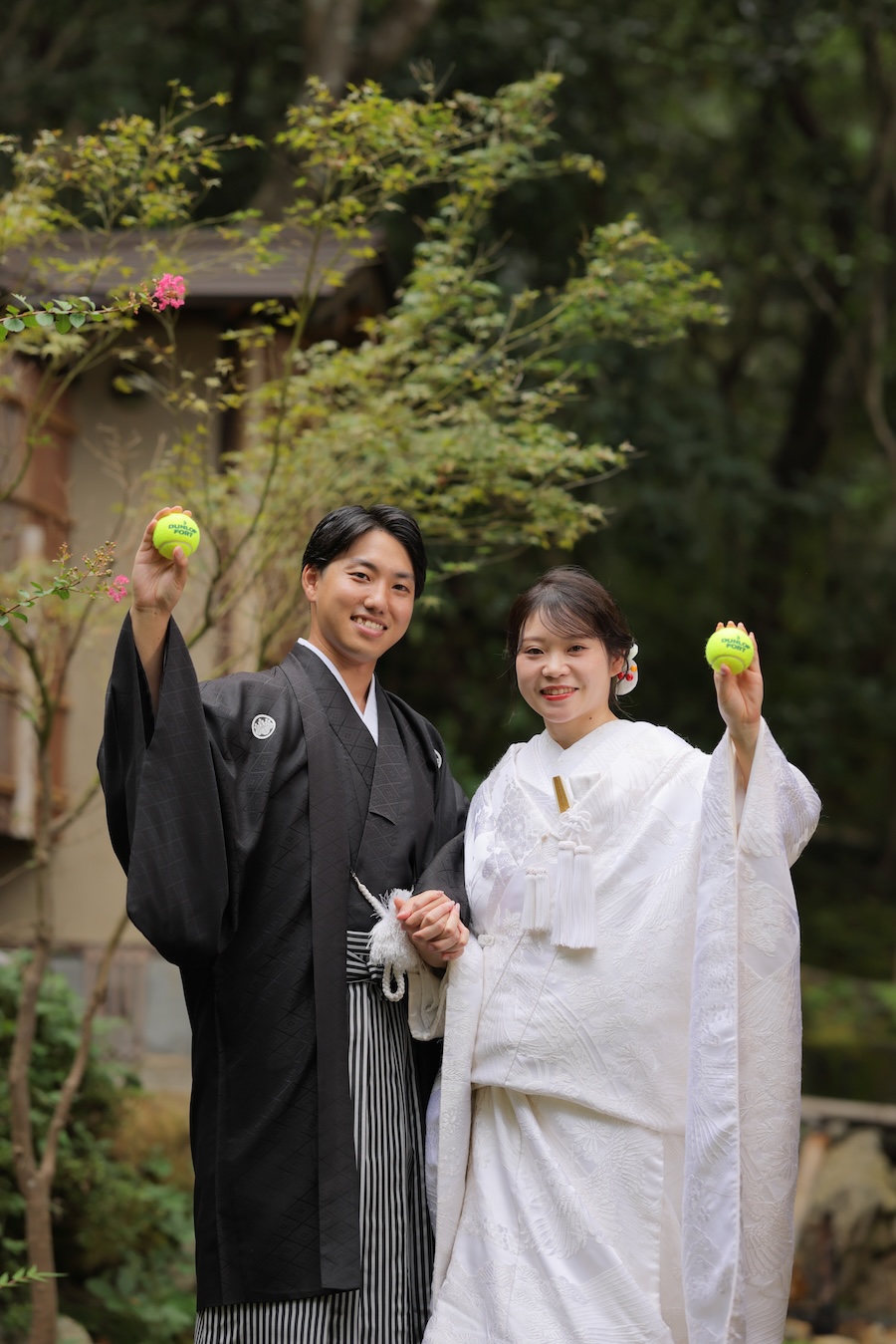テニスボールを使った和装前撮りお写真