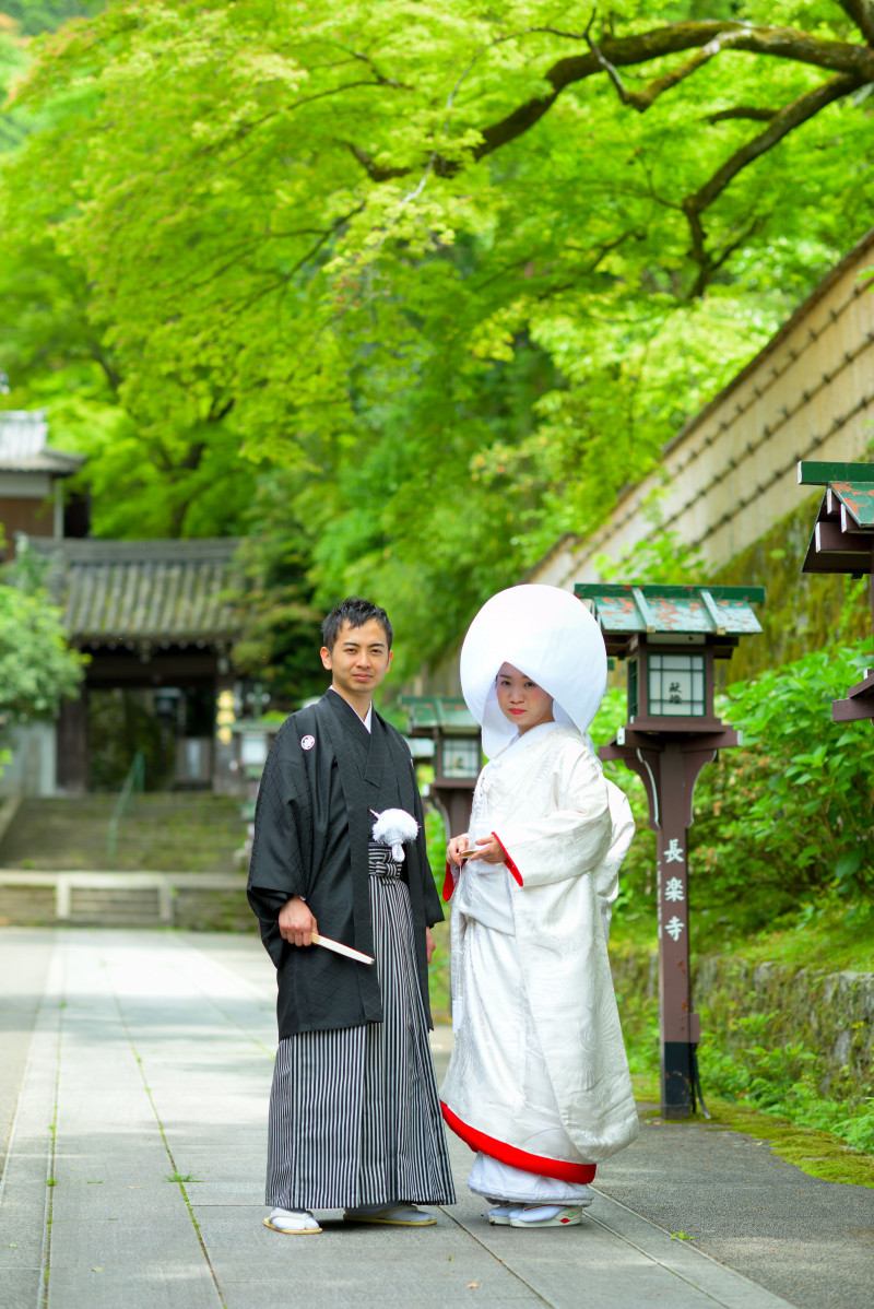 長楽寺参道での和装ロケーション撮影風景