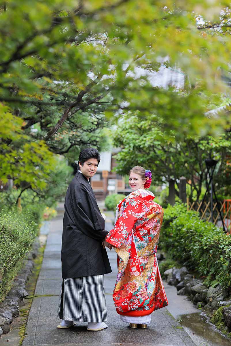 日本とフランスの国際結婚の和装写真