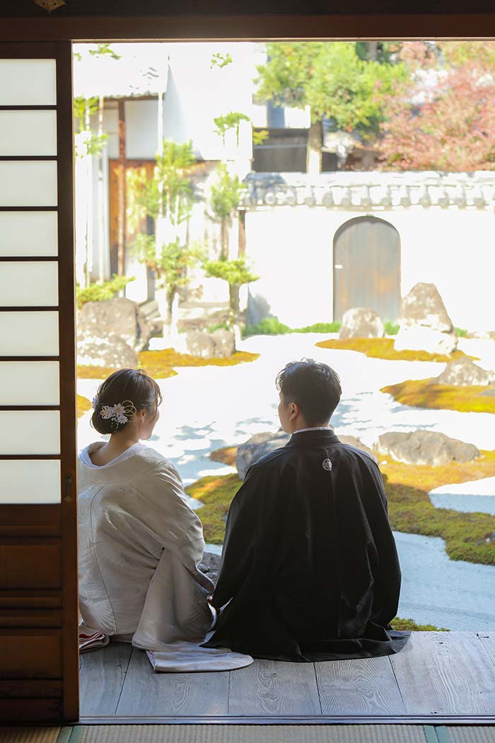 京都の枯山水でのロケーションフォト