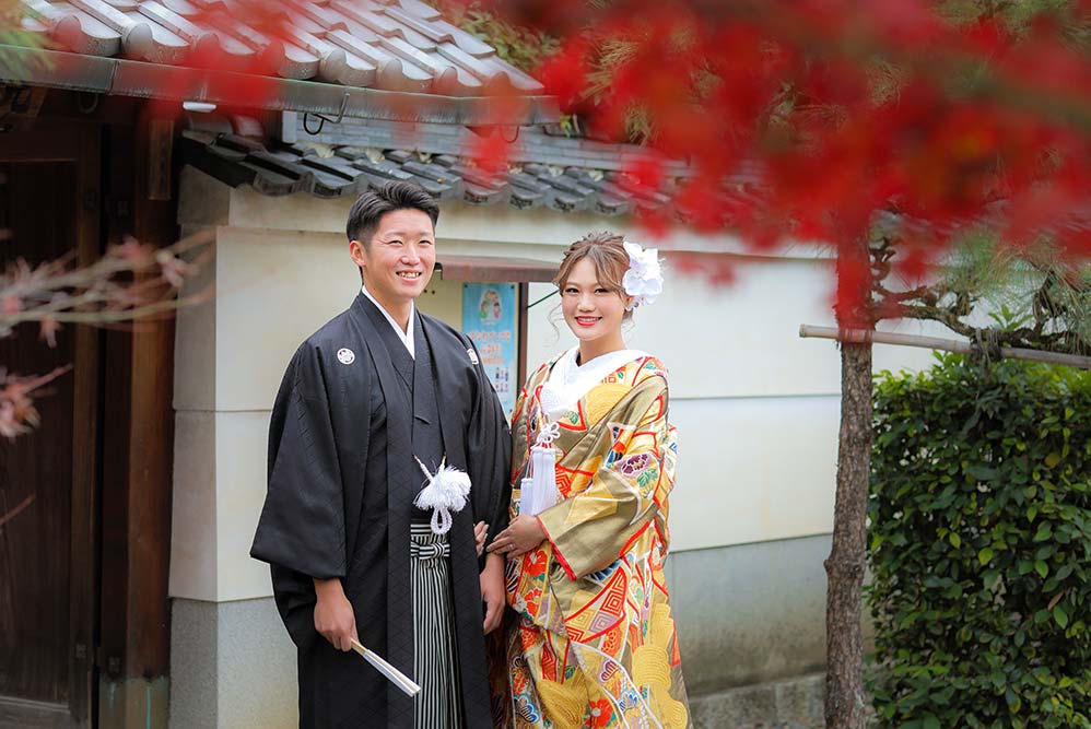 京都の紅葉と和装フォトウェディング