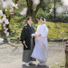 円山公園の桜と白無垢でフォトウェディング