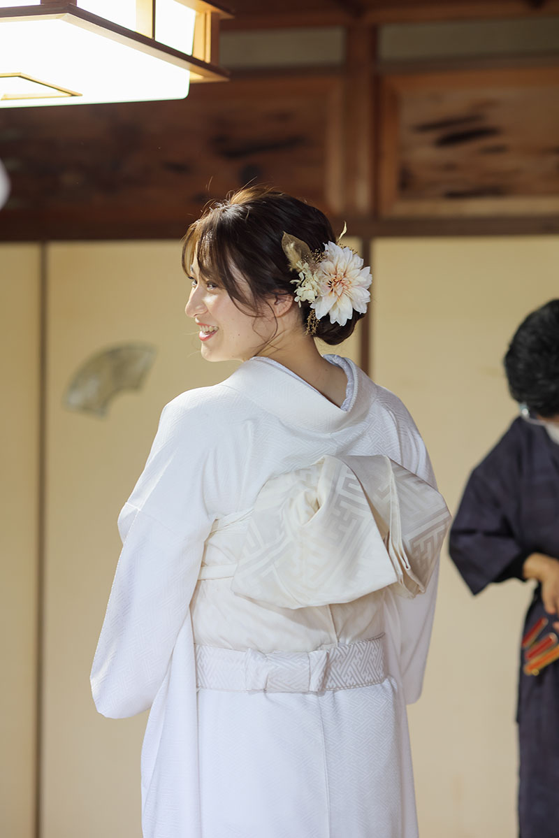 京都紅葉庵での花嫁様のお支度風景