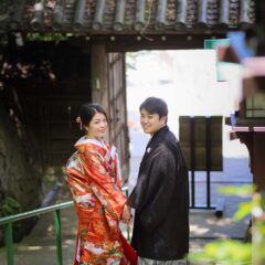 京都長楽寺での和装前撮りの新郎新婦様