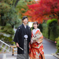 雨上がりの京都で紅葉と前撮り